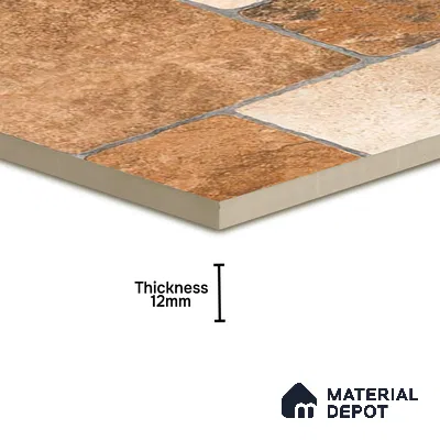 Stone Tile TL 04807 B Rustique Elegance Cotto Brown 16 x 16 inch Vitrified Matte Finish - 12 mm | Suitable for Parking, Terrace, Balcony, Courtyard | Heavy Duty Digital Anti Skid Parking Floor | Pattern Alignment May Vary | 2-3 mm Spacer is Mandatory