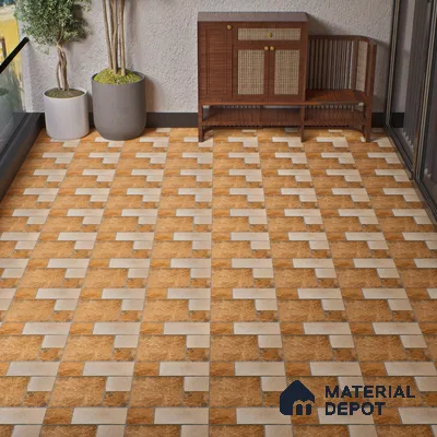 Stone Tile TL 04807 B Rustique Elegance Cotto Brown 16 x 16 inch Vitrified Matte Finish - 12 mm | Suitable for Parking, Terrace, Balcony, Courtyard | Heavy Duty Digital Anti Skid Parking Floor | Pattern Alignment May Vary | 2-3 mm Spacer is Mandatory
