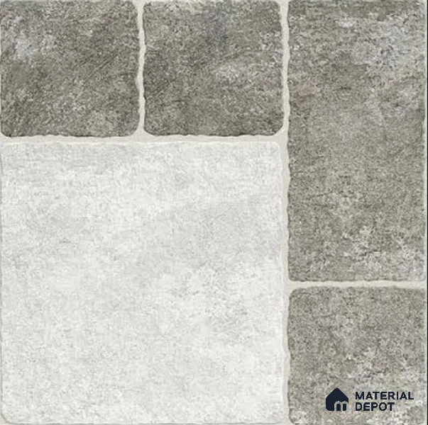 Punch Tile TL 04807 Rustique Elegance Light Ash Grey 16 x 16 inch Vitrified Matte Finish - 12 mm | Suitable for Parking, Terrace, Balcony, Courtyard | Heavy Duty Digital Anti Skid Parking Floor | Pattern Alignment May Vary | 2-3 mm Spacer is Mandatory (Sample)