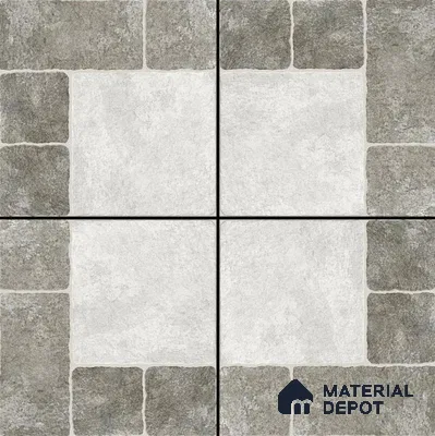 Punch Tile TL 04807 Rustique Elegance Light Ash Grey 16 x 16 inch Vitrified Matte Finish - 12 mm | Suitable for Parking, Terrace, Balcony, Courtyard | Heavy Duty Digital Anti Skid Parking Floor | Pattern Alignment May Vary | 2-3 mm Spacer is Mandatory (Sample)