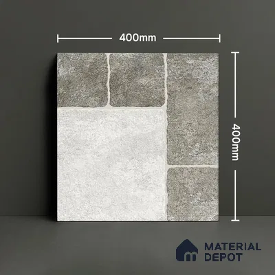 Punch Tile TL 04807 Rustique Elegance Light Ash Grey 16 x 16 inch Vitrified Matte Finish - 12 mm | Suitable for Parking, Terrace, Balcony, Courtyard | Heavy Duty Digital Anti Skid Parking Floor | Pattern Alignment May Vary | 2-3 mm Spacer is Mandatory (Sample)