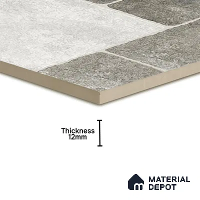 Punch Tile TL 04807 Rustique Elegance Light Ash Grey 16 x 16 inch Vitrified Matte Finish - 12 mm | Suitable for Parking, Terrace, Balcony, Courtyard | Heavy Duty Digital Anti Skid Parking Floor | Pattern Alignment May Vary | 2-3 mm Spacer is Mandatory (Sample)