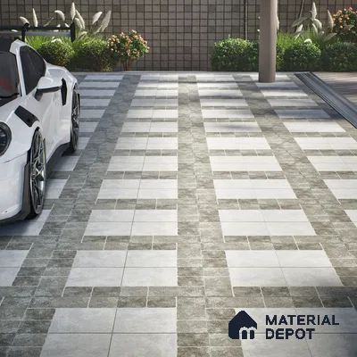 Punch Tile TL 04807 Rustique Elegance Light Ash Grey 16 x 16 inch Vitrified Matte Finish - 12 mm | Suitable for Parking, Terrace, Balcony, Courtyard | Heavy Duty Digital Anti Skid Parking Floor | Pattern Alignment May Vary | 2-3 mm Spacer is Mandatory (Sample)