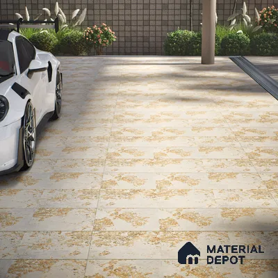 Punch Tile TL 04808 B Rustique Elegance Rustic Beige 16 x 16 inch Vitrified Matte Finish - 12 mm | Suitable for Parking, Terrace, Balcony, Courtyard | Heavy Duty Digital Anti Skid Parking Floor | Pattern Alignment May Vary | 2-3 mm Spacer is Mandatory (Sample)