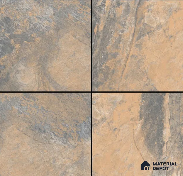 Punch Tile TL 04808 Rustique Elegance Rustic Earth Brown 16 x 16 inch Vitrified Matte Finish - 12 mm | Suitable for Parking, Terrace, Balcony, Courtyard | Heavy Duty Digital Anti Skid Parking Floor | Pattern Alignment May Vary | 2-3 mm Spacer is Mandatory (Sample)