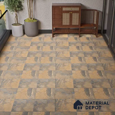 Punch Tile TL 04808 Rustique Elegance Rustic Earth Brown 16 x 16 inch Vitrified Matte Finish - 12 mm | Suitable for Parking, Terrace, Balcony, Courtyard | Heavy Duty Digital Anti Skid Parking Floor | Pattern Alignment May Vary | 2-3 mm Spacer is Mandatory (Sample)