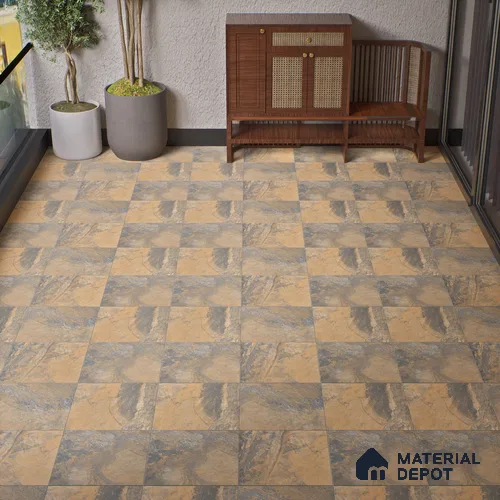 Punch Tile TL 04808 Rustique Elegance Rustic Earth Brown 16 x 16 inch Vitrified Matte Finish - 12 mm | Suitable for Parking, Terrace, Balcony, Courtyard | Heavy Duty Digital Anti Skid Parking Floor | Pattern Alignment May Vary | 2-3 mm Spacer is Mandatory
