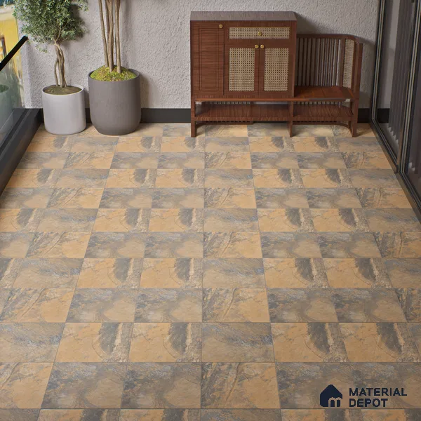Punch Tile TL 04808 Rustique Elegance Rustic Earth Brown 16 x 16 inch Vitrified Matte Finish - 12 mm | Suitable for Parking, Terrace, Balcony, Courtyard | Heavy Duty Digital Anti Skid Parking Floor | Pattern Alignment May Vary | 2-3 mm Spacer is Mandatory (Sample)