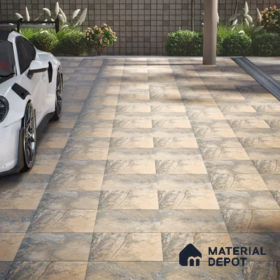Punch Tile TL 04808 Rustique Elegance Rustic Earth Brown 16 x 16 inch Vitrified Matte Finish - 12 mm | Suitable for Parking, Terrace, Balcony, Courtyard | Heavy Duty Digital Anti Skid Parking Floor | Pattern Alignment May Vary | 2-3 mm Spacer is Mandatory (Sample)