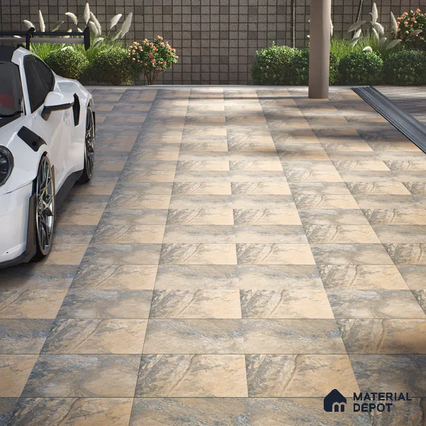 Punch Tile TL 04808 Rustique Elegance Rustic Earth Brown 16 x 16 inch Vitrified Matte Finish - 12 mm | Suitable for Parking, Terrace, Balcony, Courtyard | Heavy Duty Digital Anti Skid Parking Floor | Pattern Alignment May Vary | 2-3 mm Spacer is Mandatory (Sample)