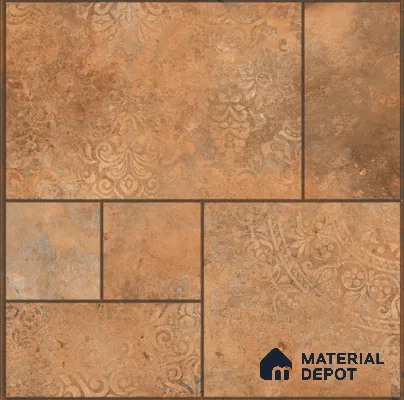Parking Moroccan Floor Tile TL 04783 B Earthen Slate Sunset Clay 16 x 16 inch Vitrified Anti Skid Matte Finish - 12 mm | Suitable for Parking, Terrace, Balcony, Courtyard | Pattern Alignment May Vary | 2-3 mm Spacer is Mandatory (Sample)