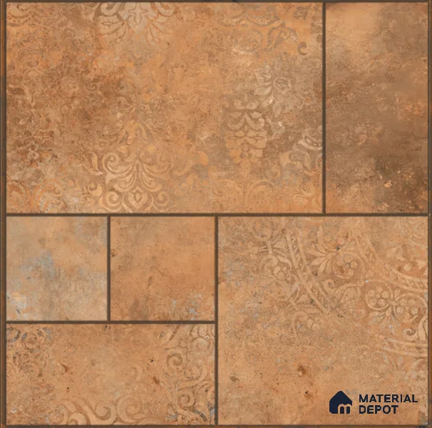 Parking Moroccan Floor Tile TL 04783 B Earthen Slate Sunset Clay 16 x 16 inch Vitrified Anti Skid Matte Finish - 12 mm | Suitable for Parking, Terrace, Balcony, Courtyard | Pattern Alignment May Vary | 2-3 mm Spacer is Mandatory (Sample)