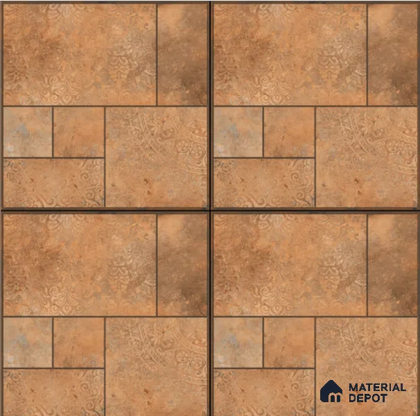 Parking Moroccan Floor Tile TL 04783 B Earthen Slate Sunset Clay 16 x 16 inch Vitrified Anti Skid Matte Finish - 12 mm | Suitable for Parking, Terrace, Balcony, Courtyard | Pattern Alignment May Vary | 2-3 mm Spacer is Mandatory (Sample)