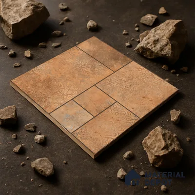 Parking Moroccan Floor Tile TL 04783 B Earthen Slate Sunset Clay 16 x 16 inch Vitrified Anti Skid Matte Finish - 12 mm | Suitable for Parking, Terrace, Balcony, Courtyard | Pattern Alignment May Vary | 2-3 mm Spacer is Mandatory (Sample)