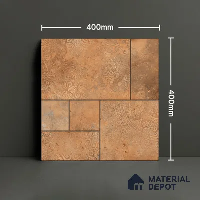 Parking Moroccan Floor Tile TL 04783 B Earthen Slate Sunset Clay 16 x 16 inch Vitrified Anti Skid Matte Finish - 12 mm | Suitable for Parking, Terrace, Balcony, Courtyard | Pattern Alignment May Vary | 2-3 mm Spacer is Mandatory (Sample)