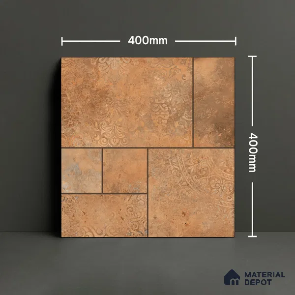 Parking Moroccan Floor Tile TL 04783 B Earthen Slate Sunset Clay 16 x 16 inch Vitrified Anti Skid Matte Finish - 12 mm | Suitable for Parking, Terrace, Balcony, Courtyard | Pattern Alignment May Vary | 2-3 mm Spacer is Mandatory (Sample)