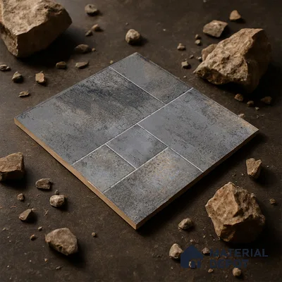 Rustic Floor Tile TL 04783 D Earthen Slate Oxide Brown 16 x 16 inch Vitrified Anti Skid Matte Finish - 12 mm | Suitable for Parking, Terrace, Balcony, Courtyard | Pattern Alignment May Vary | 2-3 mm Spacer is Mandatory (Sample)