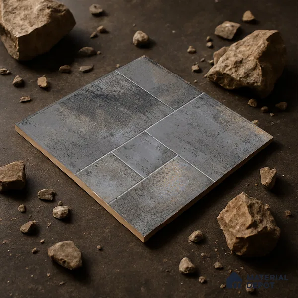 Rustic Floor Tile TL 04783 D Earthen Slate Oxide Brown 16 x 16 inch Vitrified Anti Skid Matte Finish - 12 mm | Suitable for Parking, Terrace, Balcony, Courtyard | Pattern Alignment May Vary | 2-3 mm Spacer is Mandatory (Sample)