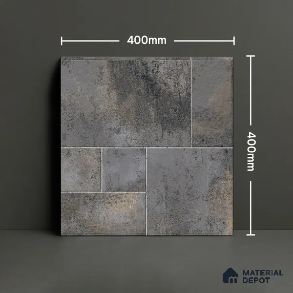 Rustic Floor Tile TL 04783 D Earthen Slate Oxide Brown 16 x 16 inch Vitrified Anti Skid Matte Finish - 12 mm | Suitable for Parking, Terrace, Balcony, Courtyard | Pattern Alignment May Vary | 2-3 mm Spacer is Mandatory (Sample)