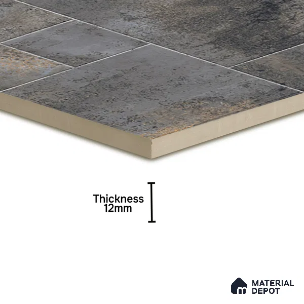 Rustic Floor Tile TL 04783 D Earthen Slate Oxide Brown 16 x 16 inch Vitrified Anti Skid Matte Finish - 12 mm | Suitable for Parking, Terrace, Balcony, Courtyard | Pattern Alignment May Vary | 2-3 mm Spacer is Mandatory (Sample)