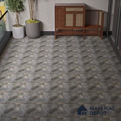 Rustic Floor Tile TL 04783 D Earthen Slate Oxide Brown 16 x 16 inch Vitrified Anti Skid Matte Finish - 12 mm | Suitable for Parking, Terrace, Balcony, Courtyard | Pattern Alignment May Vary | 2-3 mm Spacer is Mandatory (Sample)