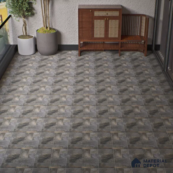 Rustic Floor Tile TL 04783 D Earthen Slate Oxide Brown 16 x 16 inch Vitrified Anti Skid Matte Finish - 12 mm | Suitable for Parking, Terrace, Balcony, Courtyard | Pattern Alignment May Vary | 2-3 mm Spacer is Mandatory (Sample)