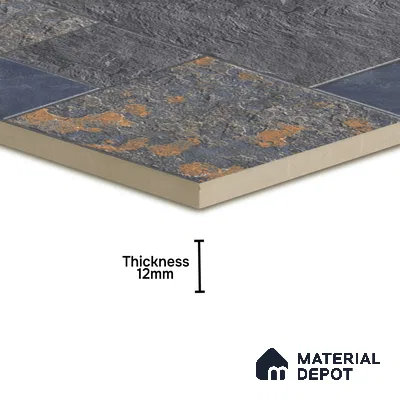 Parking Punch Floor Tile TL 04783 Earthen Slate Grey Slate Rust 16 x 16 inch Vitrified Anti Skid Matte Finish - 12 mm | Suitable for Parking, Terrace, Balcony, Courtyard | Pattern Alignment May Vary | 2-3 mm Spacer is Mandatory