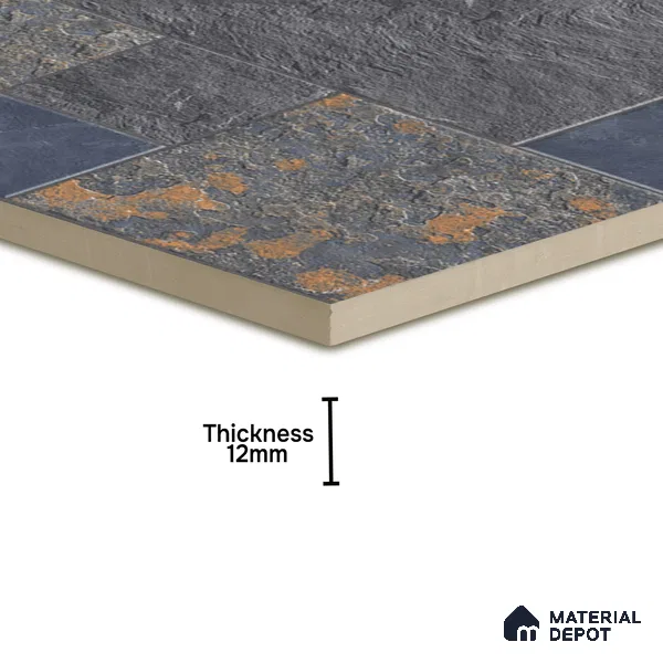 Parking Punch Floor Tile TL 04783 Earthen Slate Grey Slate Rust 16 x 16 inch Vitrified Anti Skid Matte Finish - 12 mm | Suitable for Parking, Terrace, Balcony, Courtyard | Pattern Alignment May Vary | 2-3 mm Spacer is Mandatory