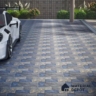 Parking Punch Floor Tile TL 04783 Earthen Slate Grey Slate Rust 16 x 16 inch Vitrified Anti Skid Matte Finish - 12 mm | Suitable for Parking, Terrace, Balcony, Courtyard | Pattern Alignment May Vary | 2-3 mm Spacer is Mandatory