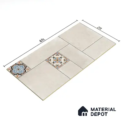 Punch Floor & Wall Tile TL 06270 B Slateon Zamora Ivory 4 ft x 2 ft Vitrified Punch Finish - 9 mm | Suitable for Living Room, Bedroom, Kitchen