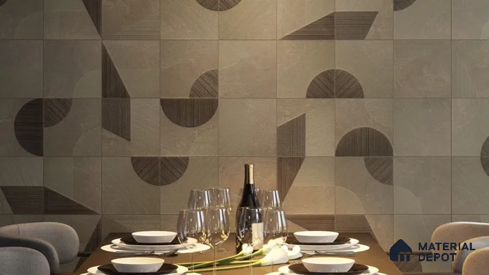 Punch Wall & Floor Handmade Tile TL 05881 Pattern 1 Subtle Geometry 197 mm x 197 mm Vitrified - 9 mm | Random Mix Patterns | Suitable For Living Room, Bedroom, Kitchen