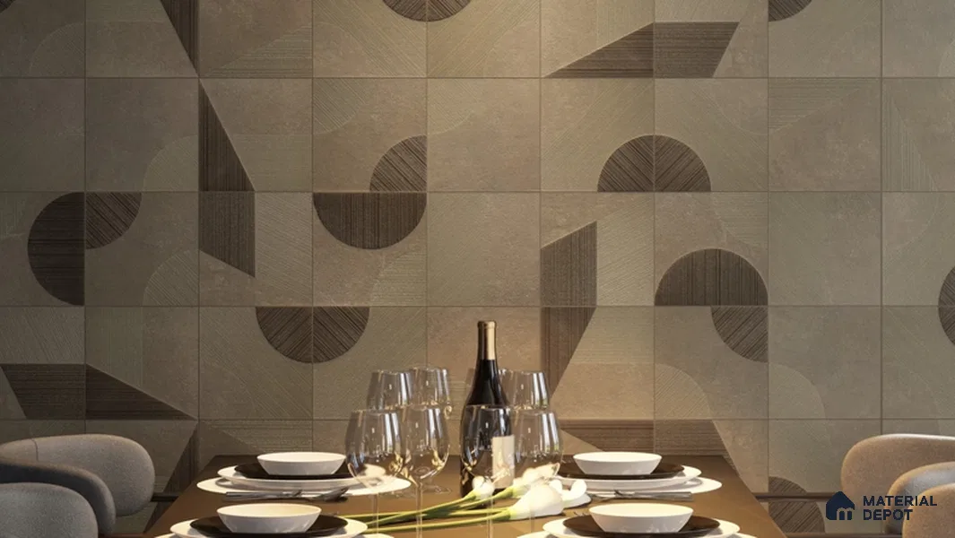 Punch Wall & Floor Handmade Tile TL 05881 Pattern 1 Subtle Geometry 197 mm x 197 mm Vitrified - 9 mm | Random Mix Patterns | Suitable For Living Room, Bedroom, Kitchen