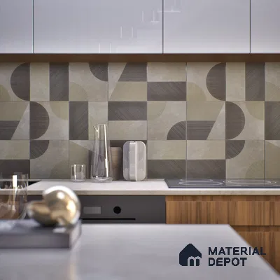 Punch Wall & Floor Handmade Tile TL 05881 B Pattern 2 Muted Geometry 197 mm x 197 mm Vitrified - 9 mm | Random Mix Patterns | Suitable For Living Room, Bedroom, Kitchen