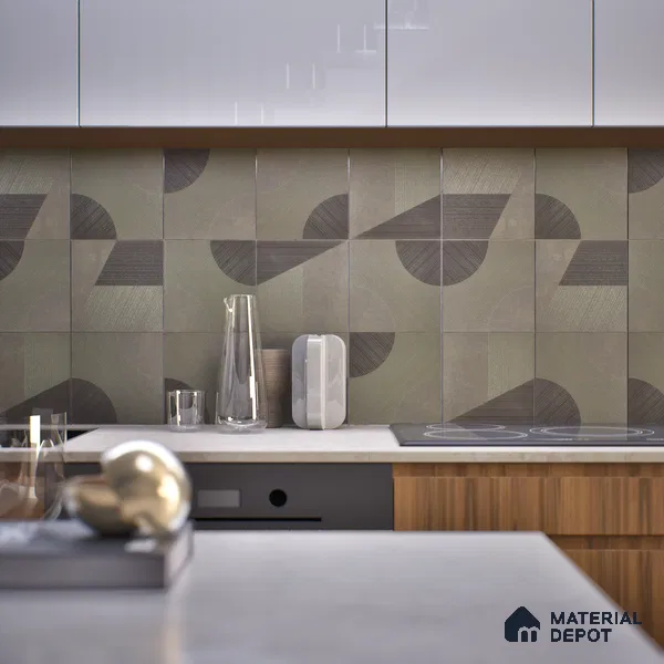 Punch Wall & Floor Handmade Tile TL 05881 Pattern 1 Subtle Geometry 197 mm x 197 mm Vitrified - 9 mm | Random Mix Patterns | Suitable For Living Room, Bedroom, Kitchen