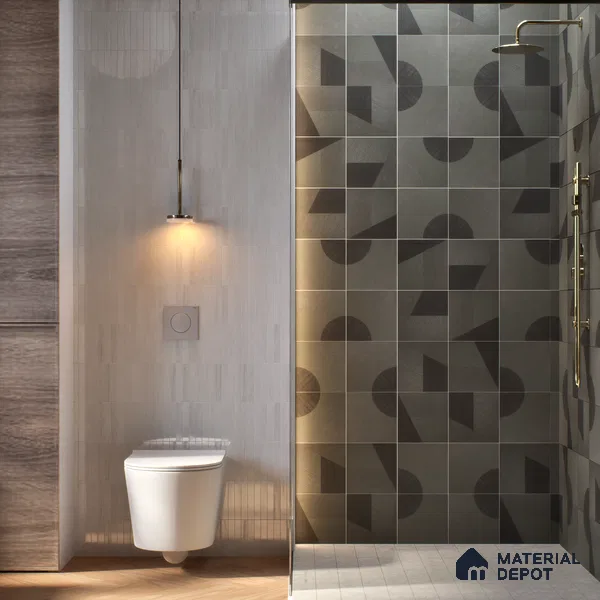 Punch Wall & Floor Handmade Tile TL 05881 Pattern 1 Subtle Geometry 197 mm x 197 mm Vitrified - 9 mm | Random Mix Patterns | Suitable For Living Room, Bedroom, Kitchen