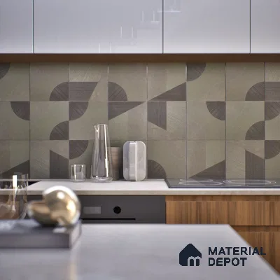 Punch Wall & Floor Handmade Tile TL 05881 Pattern 1 Subtle Geometry 197 mm x 197 mm Vitrified - 9 mm | Random Mix Patterns | Suitable For Living Room, Bedroom, Kitchen