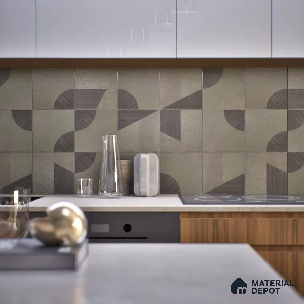 Punch Wall & Floor Handmade Tile TL 05881 Pattern 1 Subtle Geometry 197 mm x 197 mm Vitrified - 9 mm | Random Mix Patterns | Suitable For Living Room, Bedroom, Kitchen