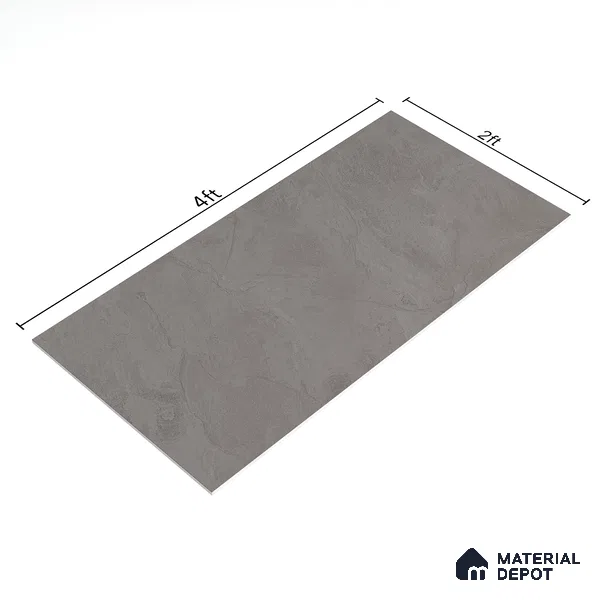 Punch Wall Tile TL 06268 C Colossus Graphite Monolith 4 ft x 2 ft Vitrified Punch Finish - 9 mm (Random Design 4) | Suitable for Living Room, Bedroom, Bathroom & Kitchen