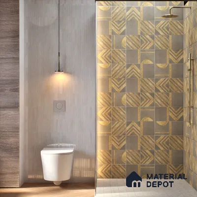 Punch Wall Handmade Tile TL 05874 Golden Apex 148 mm x 148 mm Vitrified - 9 mm | Random Mix Patterns | Suitable For Living Room, Bedroom, Kitchen