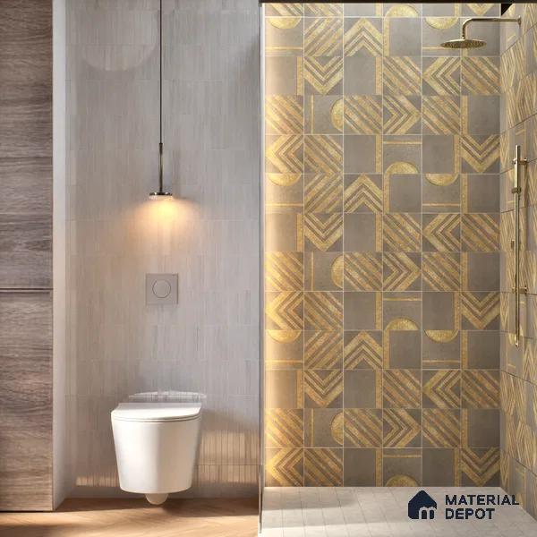 Punch Wall Handmade Tile TL 05874 Golden Apex 148 mm x 148 mm Vitrified - 9 mm | Random Mix Patterns | Suitable For Living Room, Bedroom, Kitchen