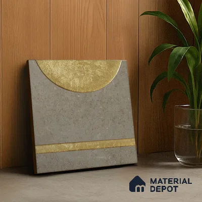 Punch Wall Handmade Tile TL 05874 Golden Apex 148 mm x 148 mm Vitrified - 9 mm | Random Mix Patterns | Suitable For Living Room, Bedroom, Kitchen
