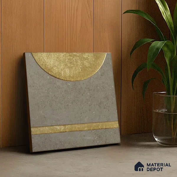Punch Wall Handmade Tile TL 05874 Golden Apex 148 mm x 148 mm Vitrified - 9 mm | Random Mix Patterns | Suitable For Living Room, Bedroom, Kitchen