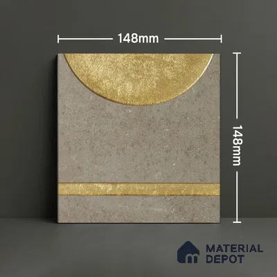 Punch Wall Handmade Tile TL 05874 Golden Apex 148 mm x 148 mm Vitrified - 9 mm | Random Mix Patterns | Suitable For Living Room, Bedroom, Kitchen