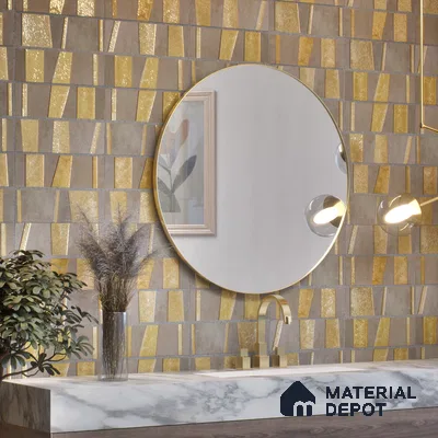 Punch Wall Handmade Tile TL 05873 Golden Stride 297 mm x 72 mm Vitrified - 9 mm | Random Mix Patterns | Suitable For Living Room, Bedroom, Kitchen