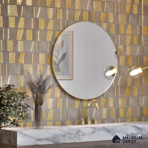 Punch Wall Handmade Tile TL 05873 Golden Stride 297 mm x 72 mm Vitrified - 9 mm | Random Mix Patterns | Suitable For Living Room, Bedroom, Kitchen