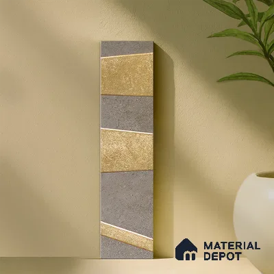 Punch Wall Handmade Tile TL 05873 Golden Stride 297 mm x 72 mm Vitrified - 9 mm | Random Mix Patterns | Suitable For Living Room, Bedroom, Kitchen