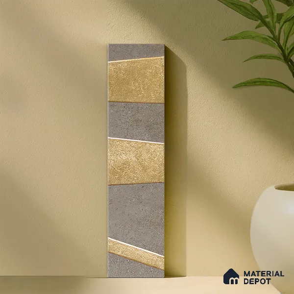 Punch Wall Handmade Tile TL 05873 Golden Stride 297 mm x 72 mm Vitrified - 9 mm | Random Mix Patterns | Suitable For Living Room, Bedroom, Kitchen
