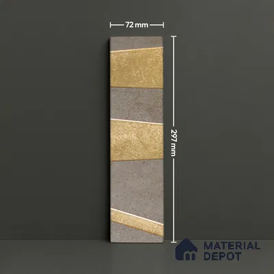 Punch Wall Handmade Tile TL 05873 Golden Stride 297 mm x 72 mm Vitrified - 9 mm | Random Mix Patterns | Suitable For Living Room, Bedroom, Kitchen