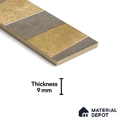 Punch Wall Handmade Tile TL 05873 Golden Stride 297 mm x 72 mm Vitrified - 9 mm | Random Mix Patterns | Suitable For Living Room, Bedroom, Kitchen