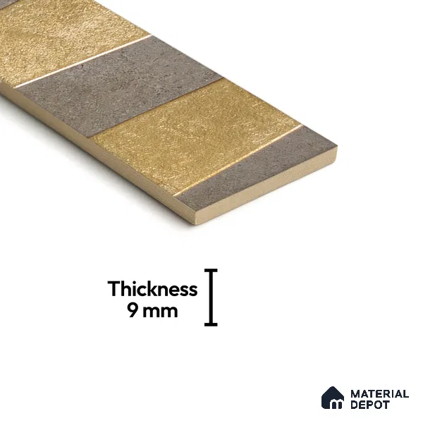 Punch Wall Handmade Tile TL 05873 Golden Stride 297 mm x 72 mm Vitrified - 9 mm | Random Mix Patterns | Suitable For Living Room, Bedroom, Kitchen